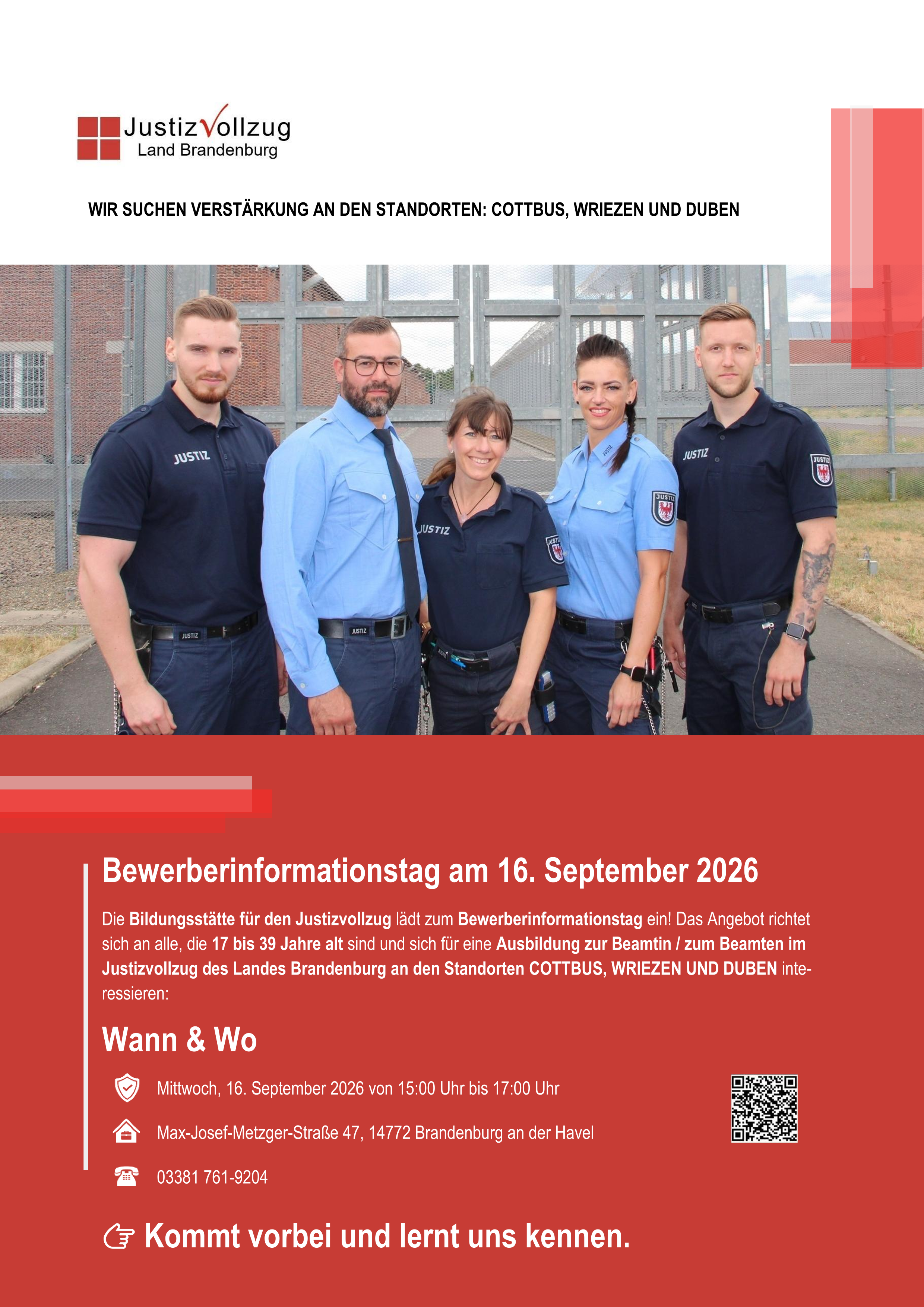 Bild: Bild zeigt Informationen zum Bewerberinformationstag des Landes Brandenburg 2026