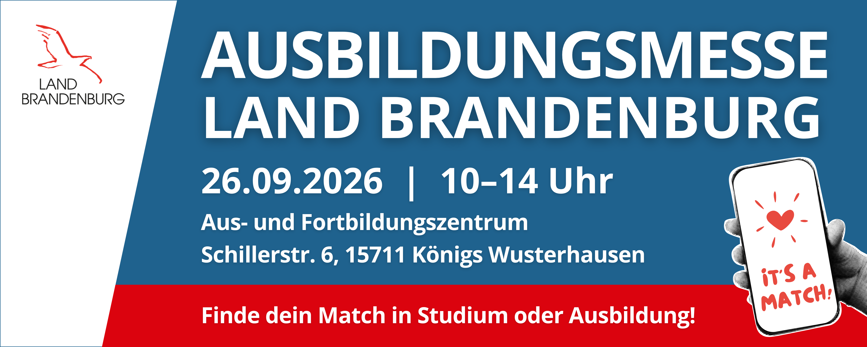 Bild: Bild zeigt Informationen zur Ausbildungsmesse des Landes Brandenburg 2026
