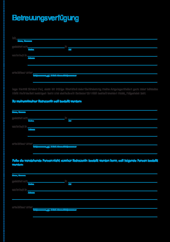 Bild vergrößern (Bild: Öffnet die PDF: Formular Betreuungsverfügung)