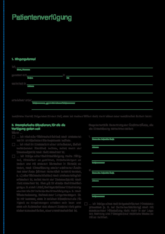 Bild vergrößern (Bild: Formular Patientenverfügung)