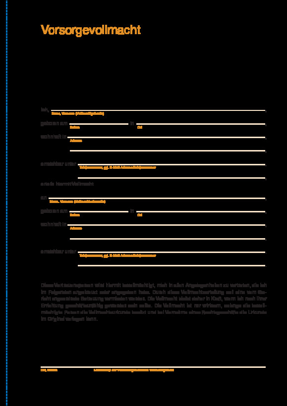 Bild vergrößern (Bild: Formular Vorsorgevollmacht )